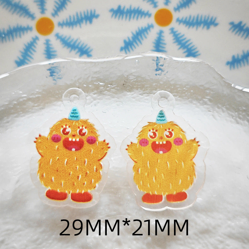 Wholesale 10pcs Double-sided bow three-dimensional relief acrylic jewelry accessories DIY pendant with holes cartoon character cute